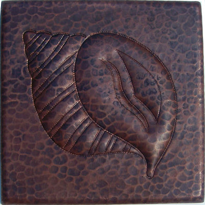 Conch Shell Hammered Copper Tile