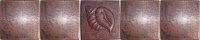 Conch Shell Hammered Copper Tile Close-Up