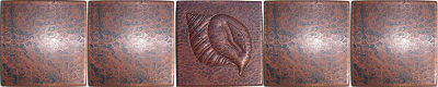 Conch Shell Hammered Copper Tile Close-Up