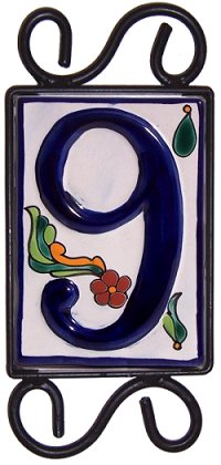 Wrought Iron House Number Frame Colonial 1-Tile Close-Up