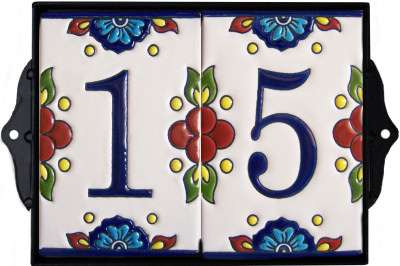 Wrought Iron House Number Frame Mission 2-Tiles Close-Up