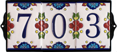 Wrought Iron House Number Frame Mission 3-Tiles Close-Up