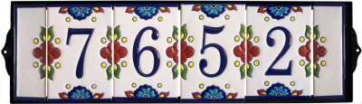 Wrought Iron House Number Frame Mission 5-Tiles Close-Up