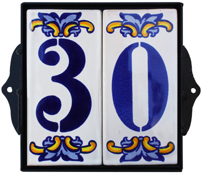 Wrought Iron House Number Frame Villa 2-Tiles Close-Up