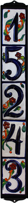 Wrought Iron House Number Vertical Frame Desert 5-Tiles Close-Up