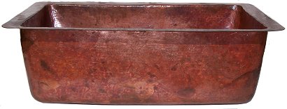 Natural Color Bottom-Rounded Hammered Copper Kitchen Sink