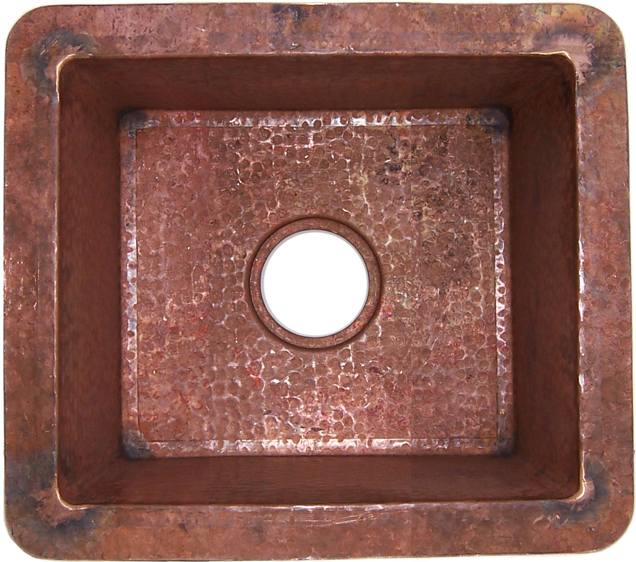 Natural Color Bottom-Rounded Hammered Copper Kitchen Sink