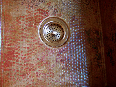 Natural Color Flat Hammered Copper Kitchen Sink Details