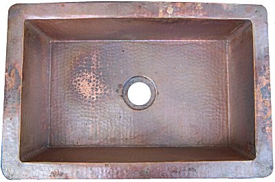 Natural Color Flat Hammered Copper Kitchen Sink II