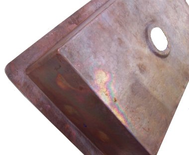 Natural Color Flat Hammered Copper Kitchen Sink II Close-Up