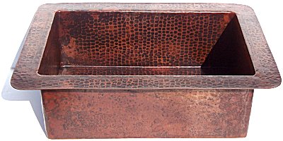 Hammered Flat Copper Kitchen Sink Details