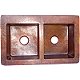 Dark Same-Size Farmhouse Double Well Hammered Kitchen Copper Sink