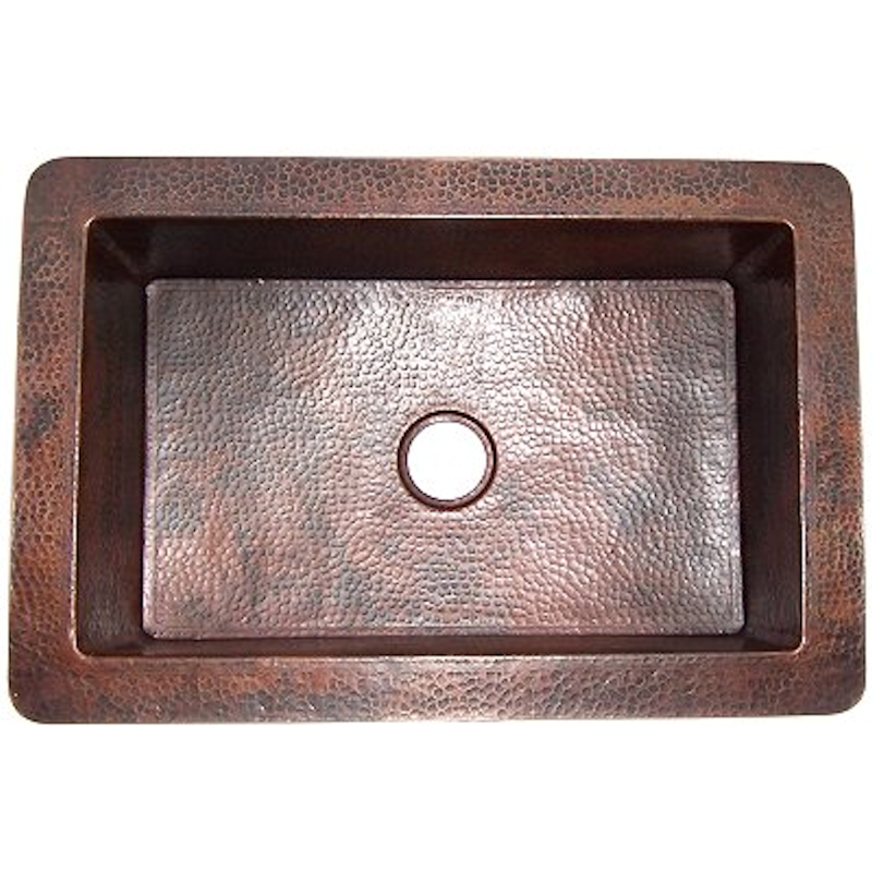 Flat Hammered Copper Kitchen Sink V