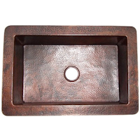 Flat Hammered Copper Kitchen Sink V