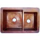 Double Well Farmhouse Hammered Kitchen Copper Sink