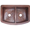 Modern Double Bowl Hammered Copper Kitchen Sink