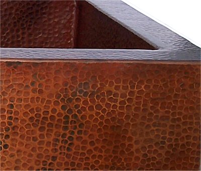 Farmhouse Hammered Copper Kitchen Sink Close-Up