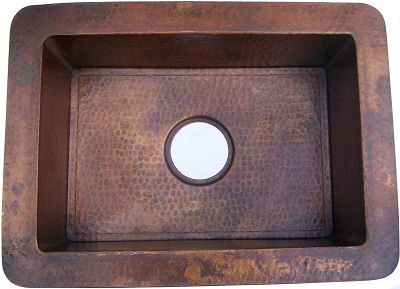 Terra II Hammered Flat Copper Kitchen Sink