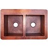 Terra Same-Size Double Bowl Hammered Kitchen Copper Sink