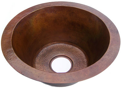 Terra Undermount Hammered Round Bar Copper Sink Close-Up