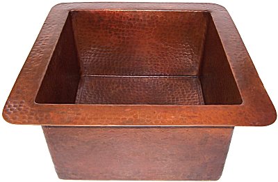 Terra Squared Hammered Bar Copper Sink Close-Up