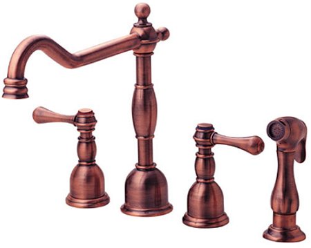 Polished Copper Two-Handle Kitchen Sink Faucet