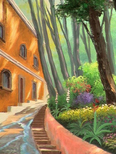Noon in the Park. Mexican Contemporary Oil Painting Close-Up