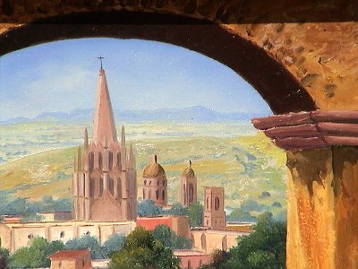 Arch View Of San Miguel Cathedral Oil Painting Close-Up
