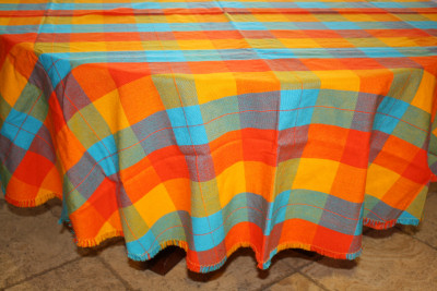 Multicolor Round Mexican Tablecloth 6 Napkins Close-Up