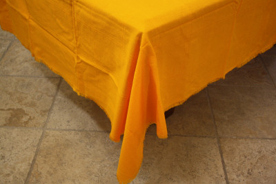 Yellow Rectangular Mexican Tablecloth 6 Napkins Close-Up