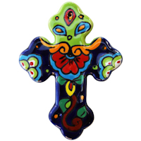 TalaMex Rainbow Small Talavera Mexican Cross