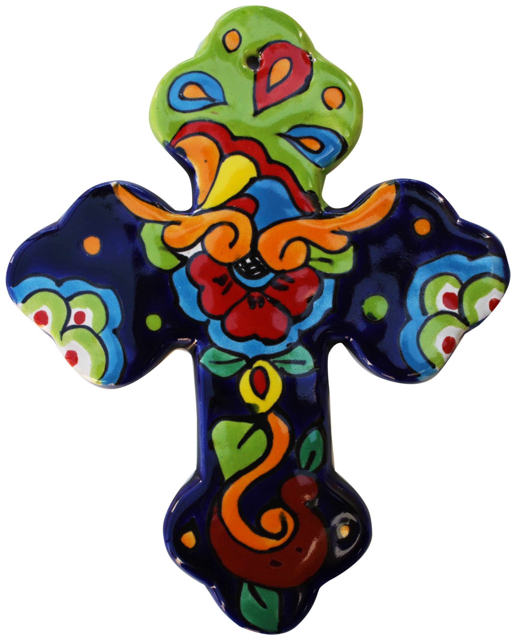 TalaMex Rainbow Medium Talavera Mexican Cross