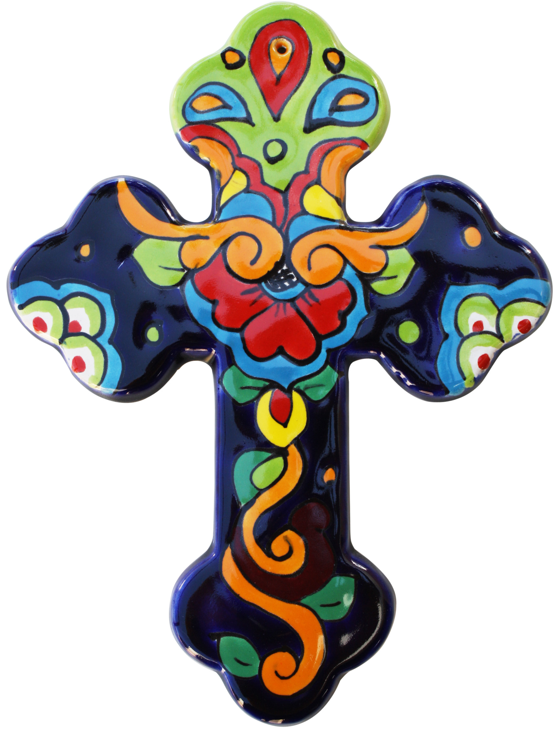 TalaMex Rainbow Large Talavera Mexican Cross