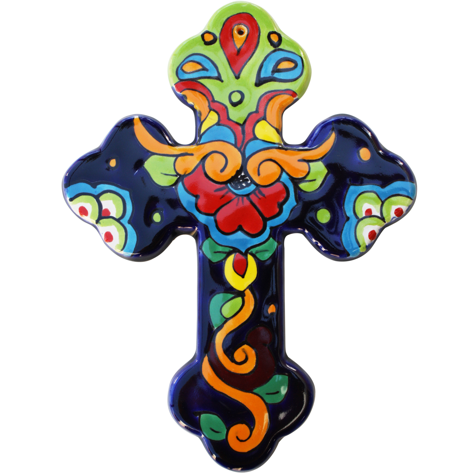 TalaMex Rainbow Large Talavera Mexican Cross