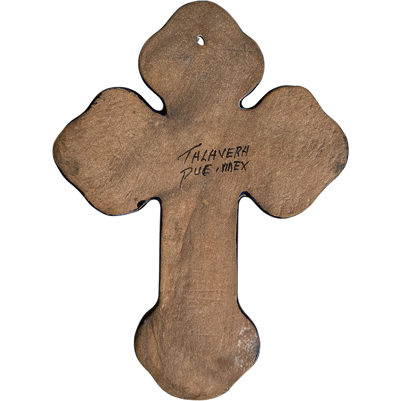 TalaMex Tecali Handmade Small-Size Multicolor Mexican Talavera Ceramic Cross Details