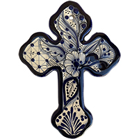 TalaMex Cholula Handmade Small-Size Traditional Mexican Talavera Ceramic Cross