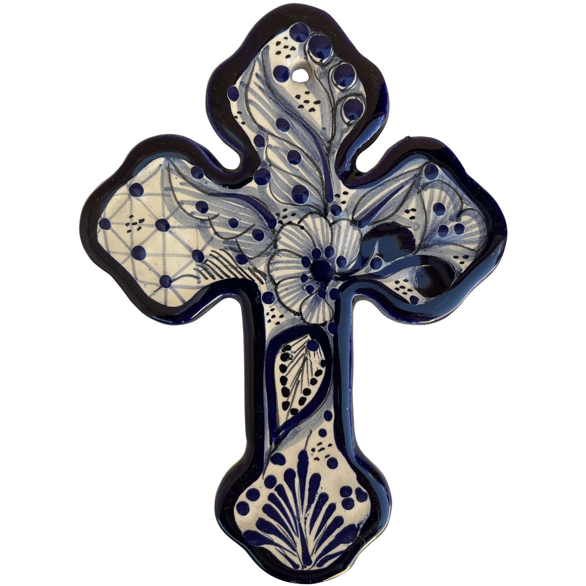 TalaMex Cholula Handmade Small-Size Traditional Mexican Talavera Ceramic Cross