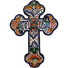 TalaMex Handmade Tecali Medium-Size Multicolor Mexican Talavera Ceramic Cross