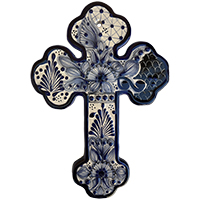 TalaMex Handmade Cholula Medium-Size Multicolor Mexican Talavera Ceramic Cross