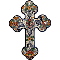 TalaMex Tecali Handmade Large-Size Multicolor Mexican Talavera Ceramic Cross