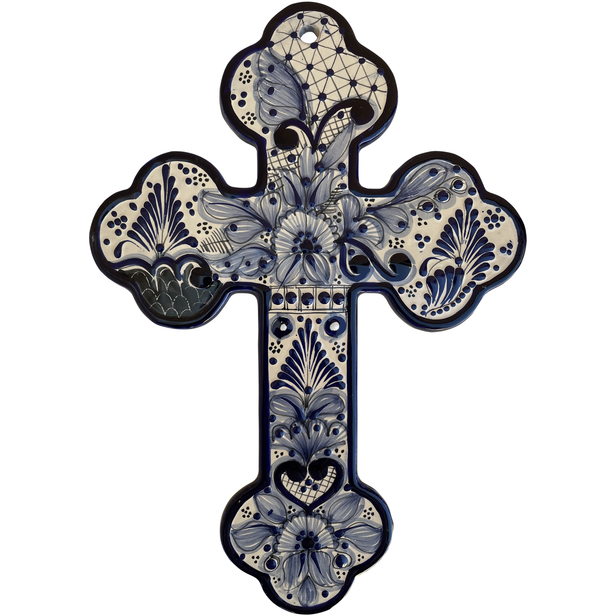 TalaMex Cholula Handmade Large-Size Traditional Mexican Talavera Ceramic Cross