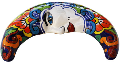 TalaMex Mexican Talavera Ceramic Moon Face Close-Up