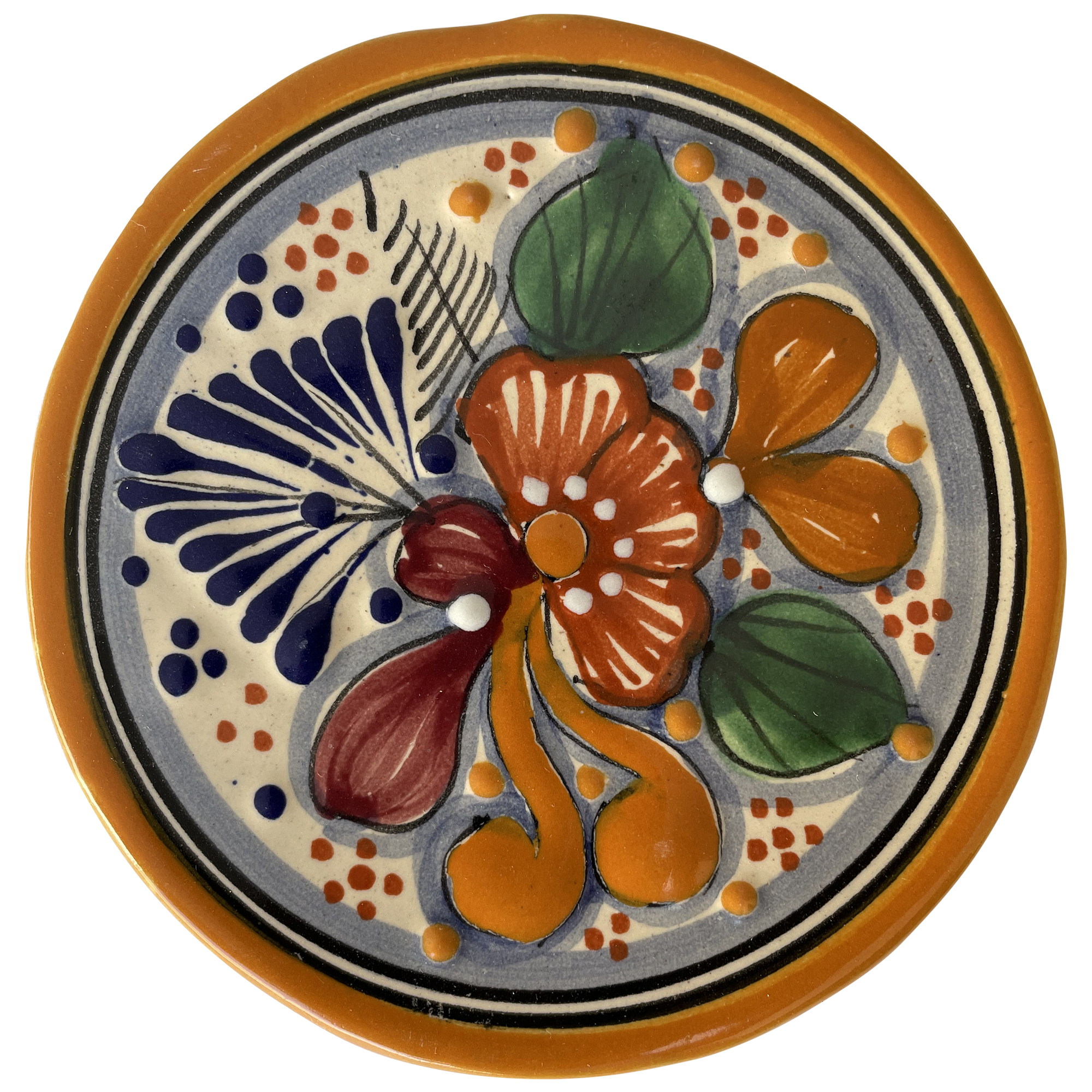 TalaMex Tecali Round Colorful Mexican Talavera Ceramic Coaster-Trivet