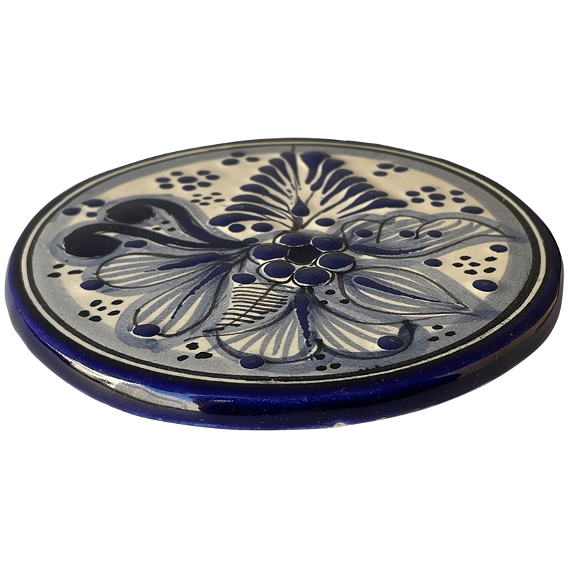 TalaMex Cholula Round Traditional Mexican Talavera Ceramic Coaster-Trivet Close-Up