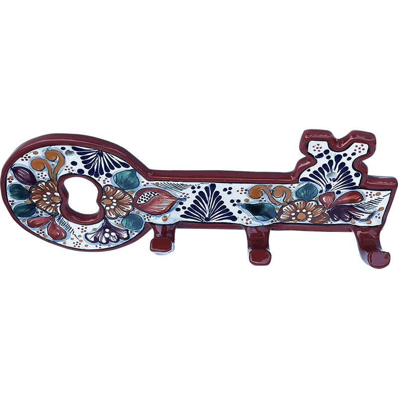 TalaMex Tecali Colorful Mexican Talavera Ceramic Key Holder Close-Up