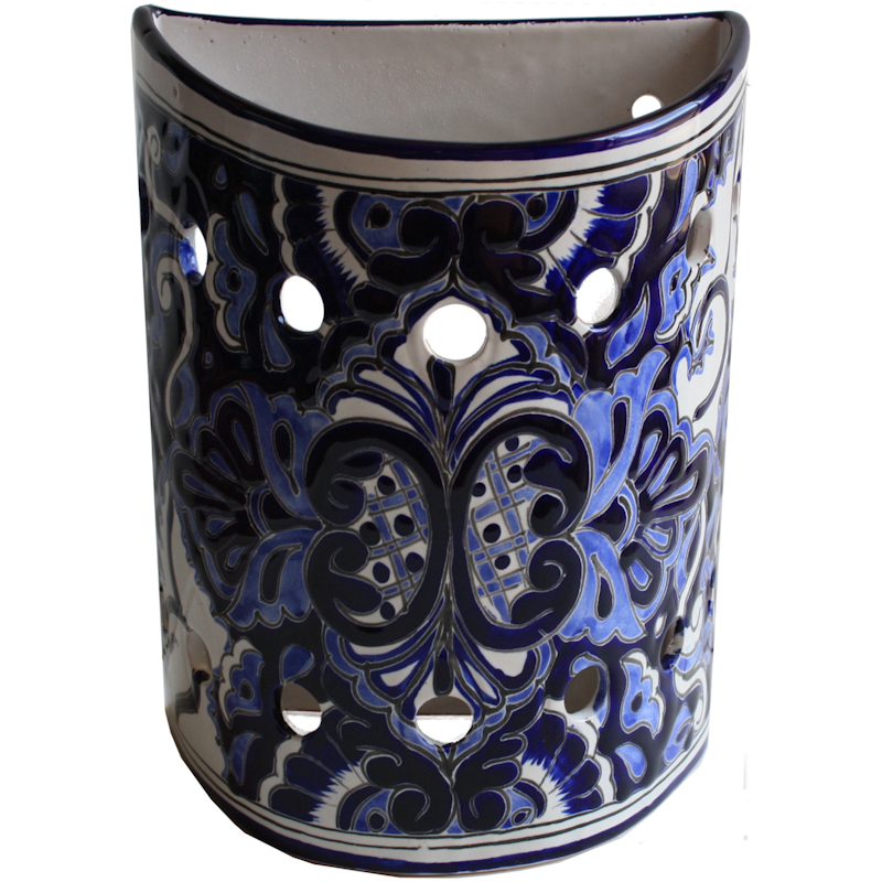 TalaMex Blue Talavera Ceramic Sconce