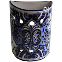 TalaMex Blue Talavera Ceramic Sconce