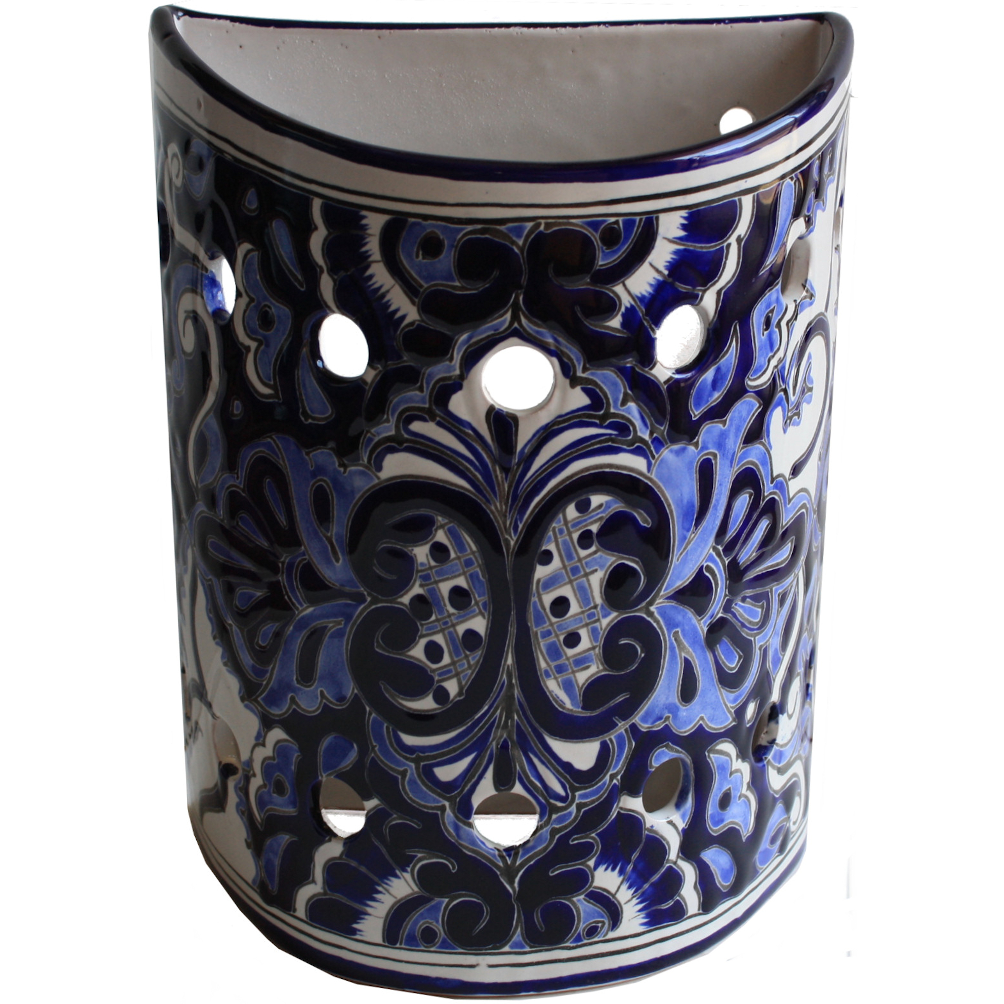 TalaMex Blue Talavera Ceramic Sconce