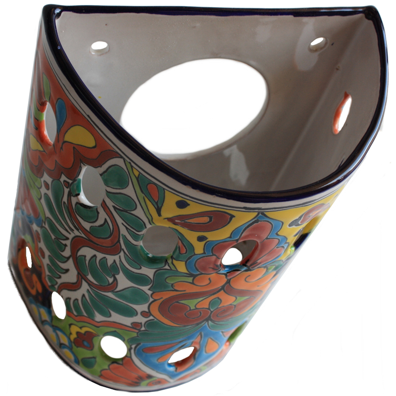 TalaMex Rainbow Talavera Ceramic Sconce Close-Up