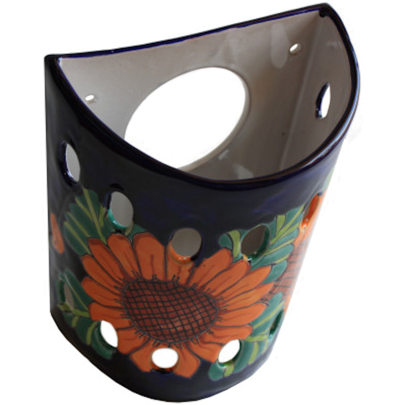 TalaMex Sunflower Talavera Ceramic Sconce Close-Up